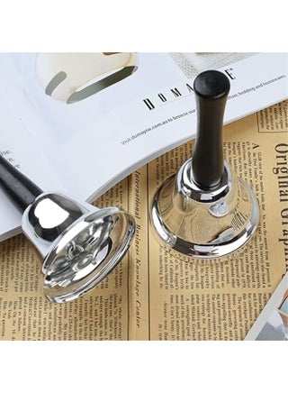 Loud Hand Bell, Silver Steel Hand Bells for Adults, Dinner Bells for Inside Classroom Bell, for Food Line, Alarm, Jingles, Ringing - view 5